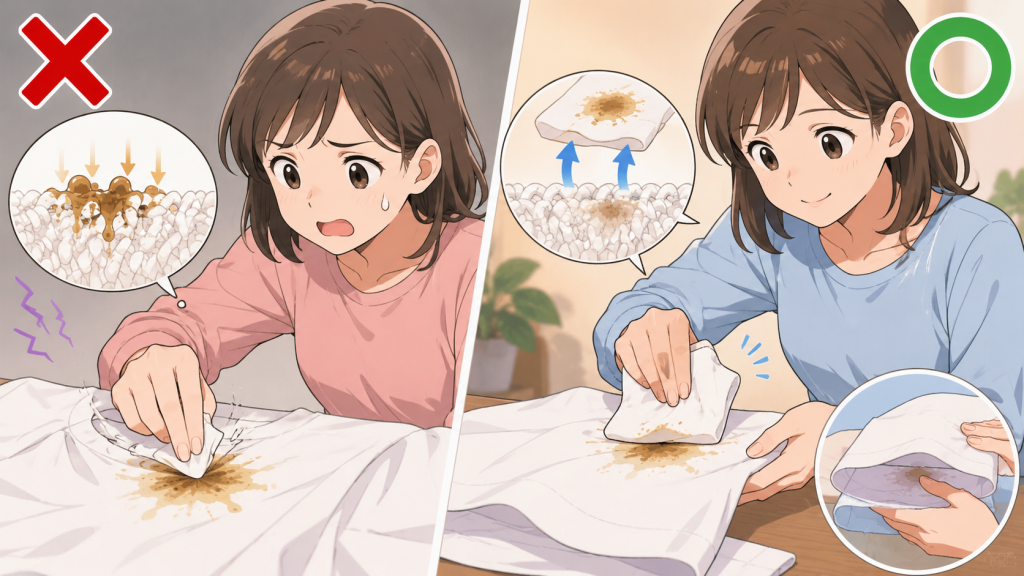 コーヒーの染み抜きの大原則