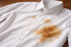 コーヒーのシミのついたシャツ