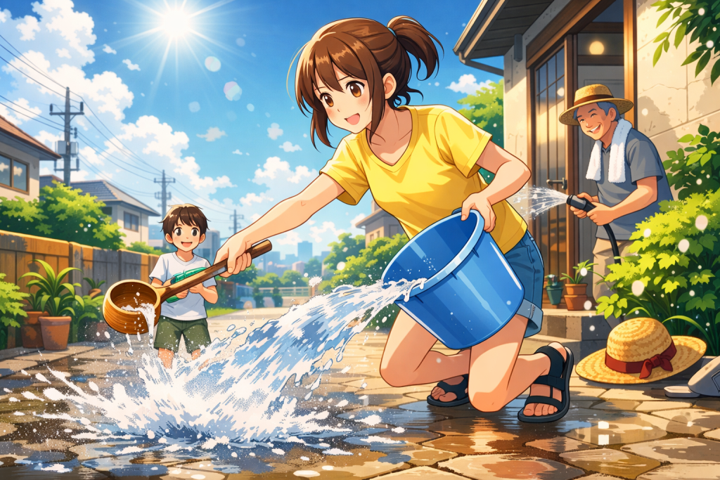 家庭で打ち水