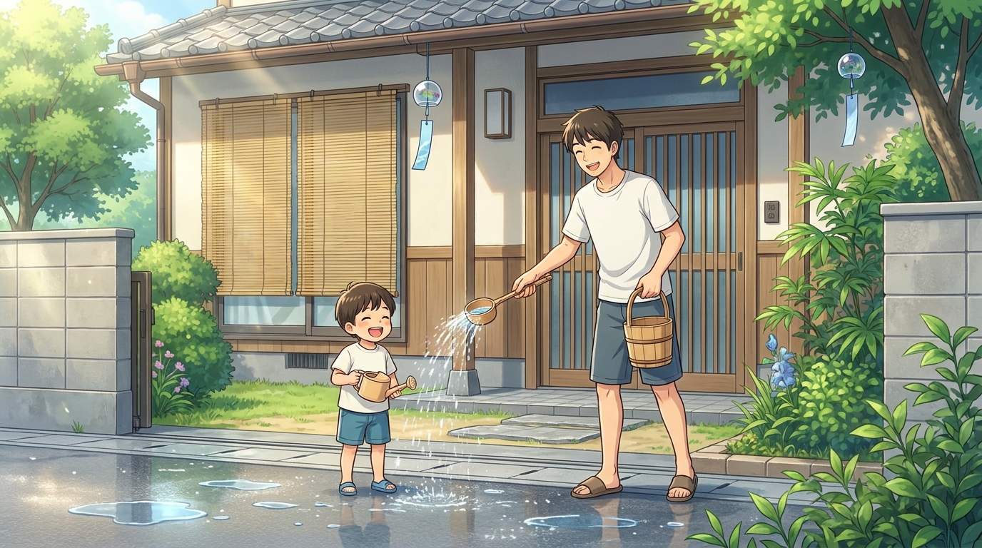 家庭で打ち水