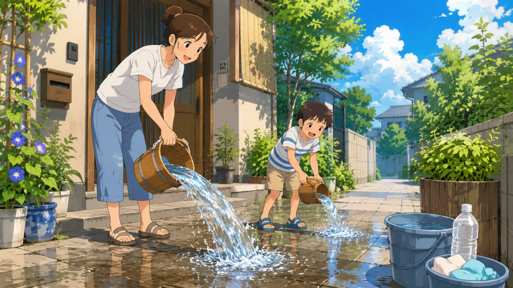 家庭で打ち水