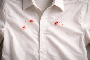 血のひとしずくがついたシャツ