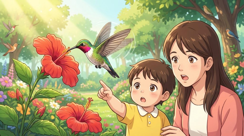 花とハチドリ