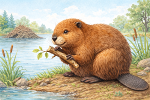 ビーバーと自然の風景