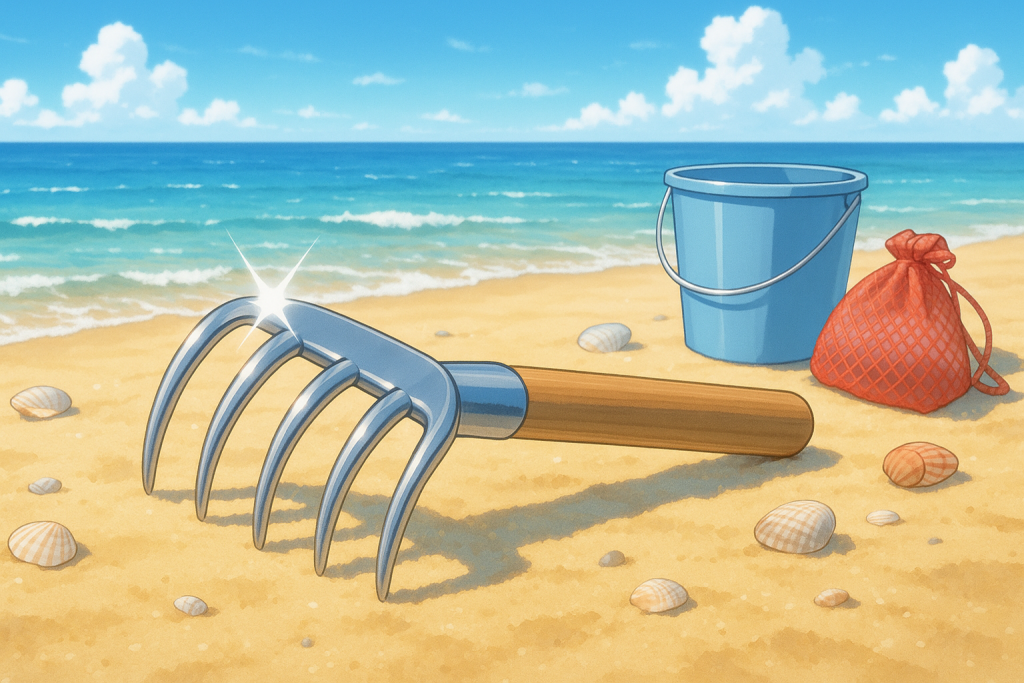 潮干狩りの定番アイテム熊手