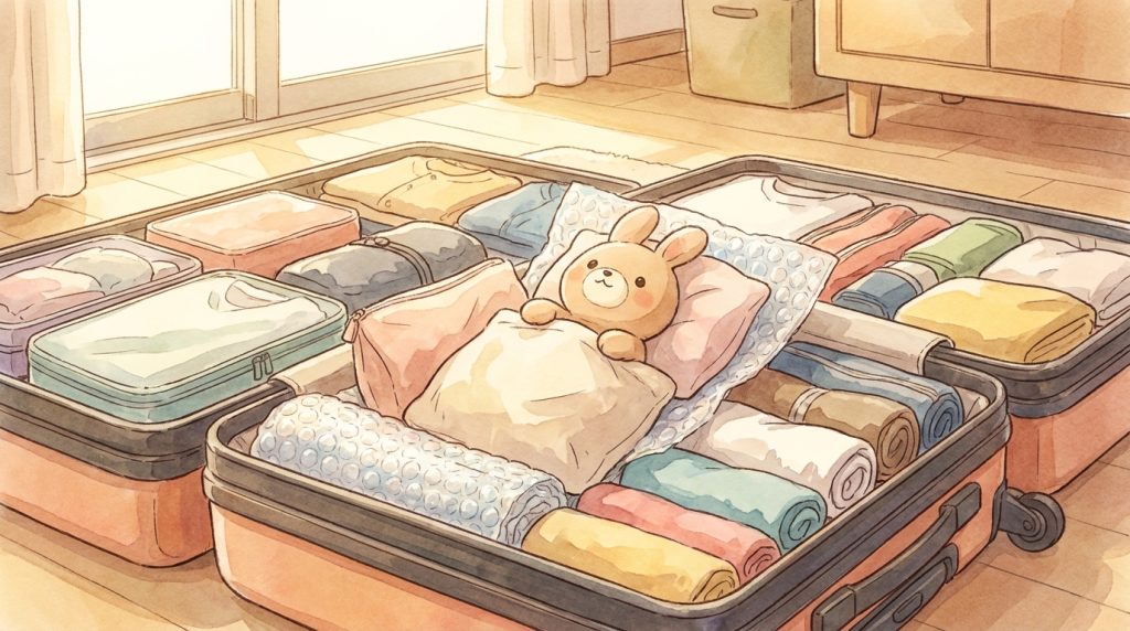 ぬいぐるみを旅行に連れていく