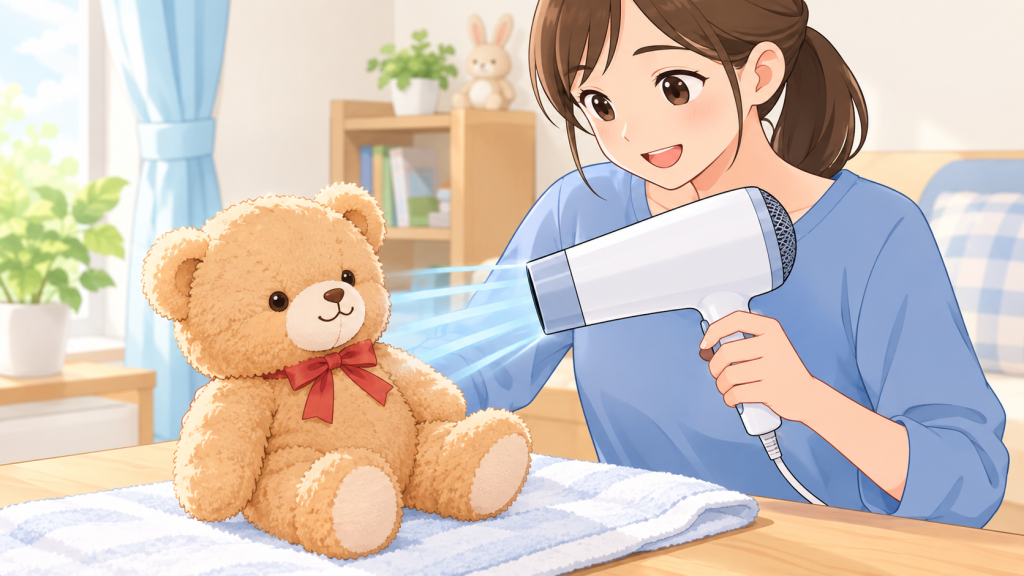 ぬいぐるみを乾かす