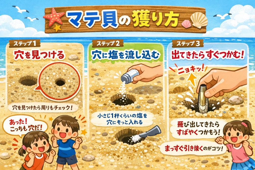 マテ貝の獲り方