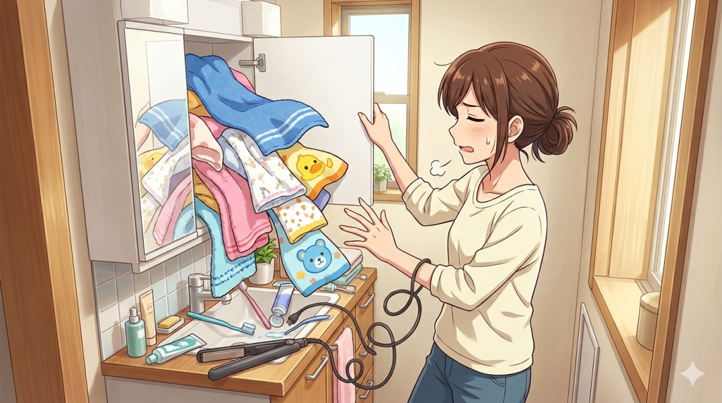 散らかった洗面所