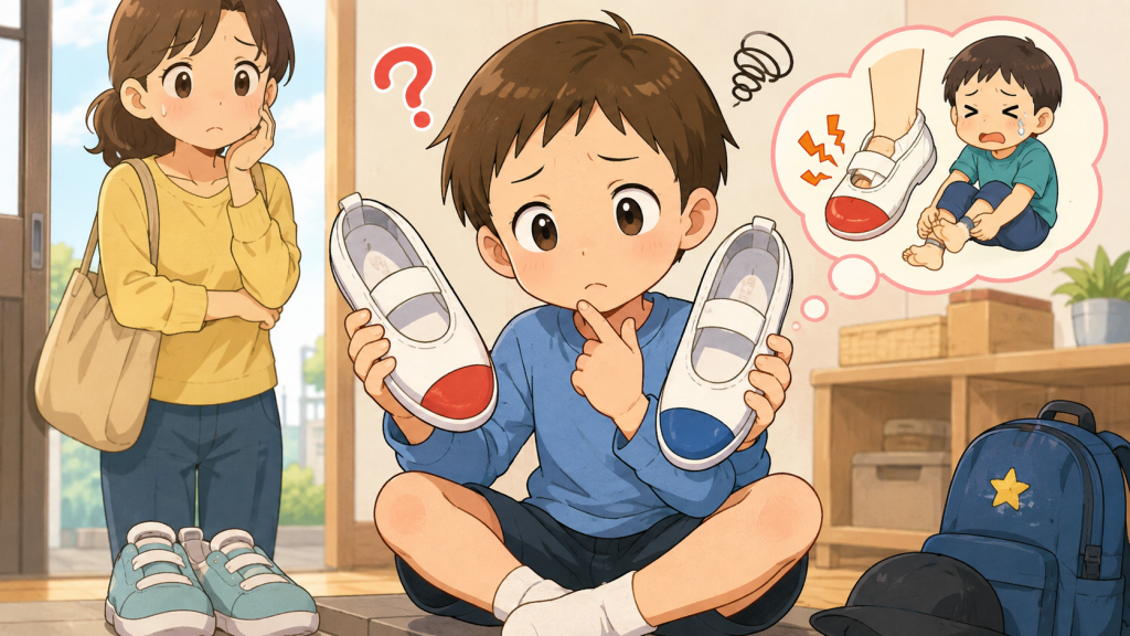 上履きの左右を間違えた