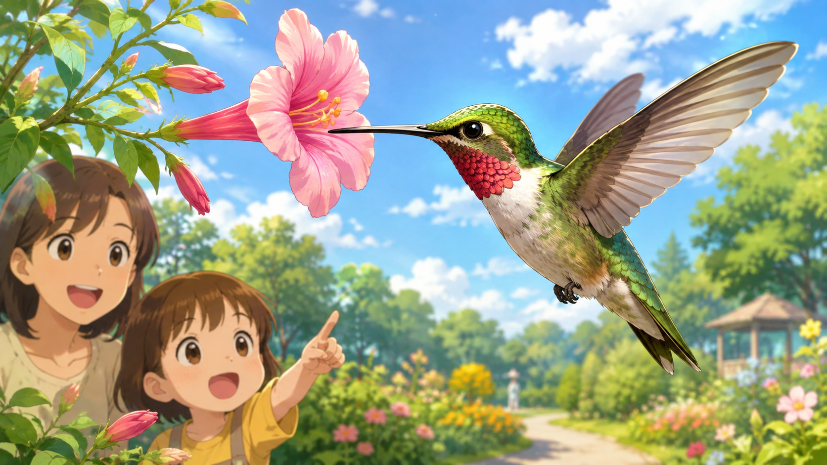 花とハチドリ