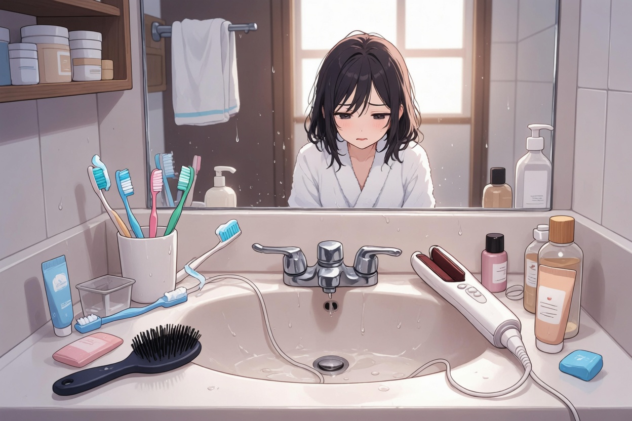 散らかった洗面所
