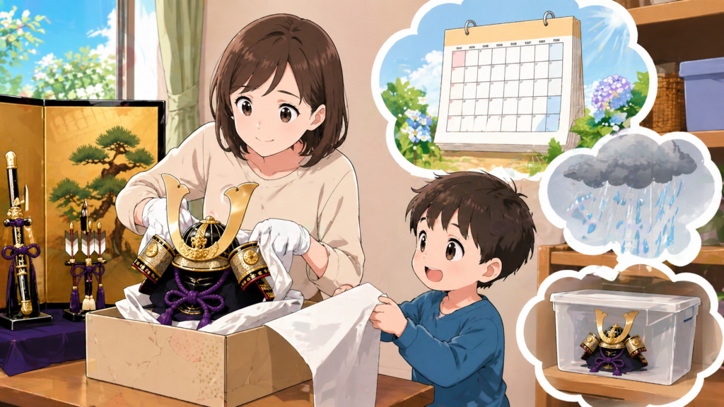 五月人形を片付ける