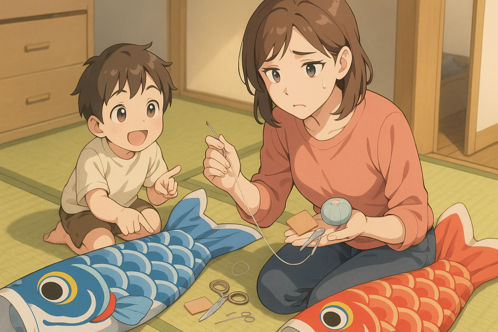 鯉のぼりが破れた