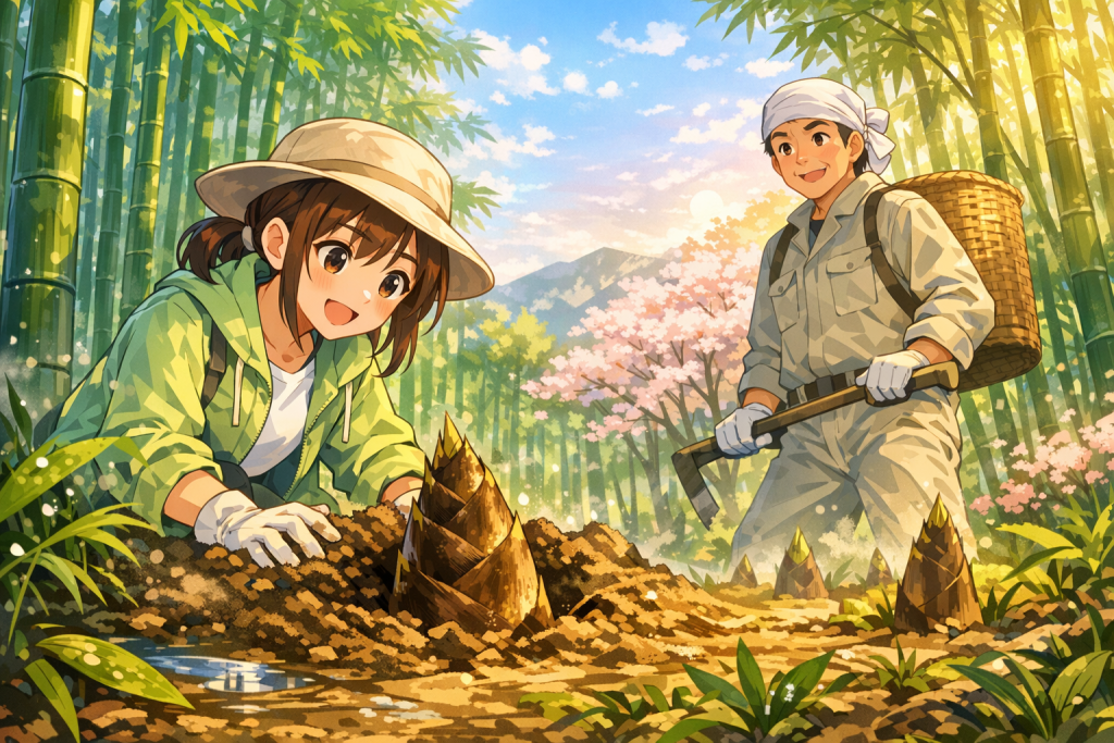 たけのこを見つける瞬間