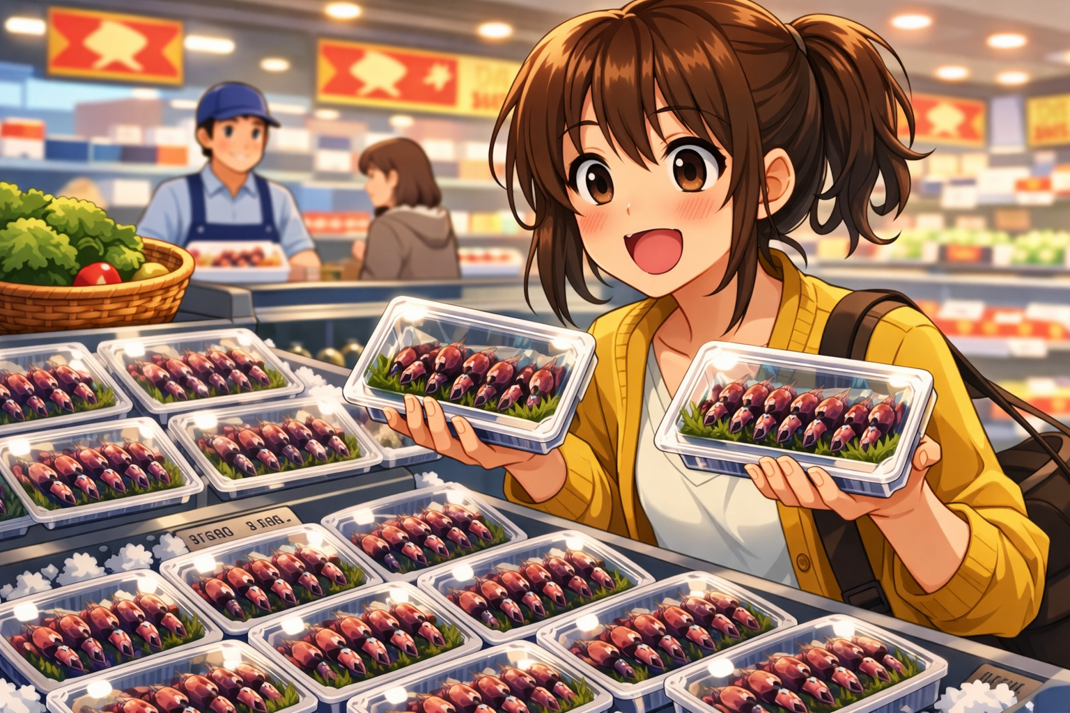 春のスーパーでホタルイカの特売