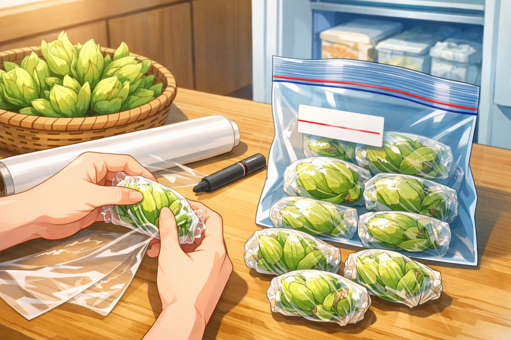 ふきのとうを冷凍保存する準備