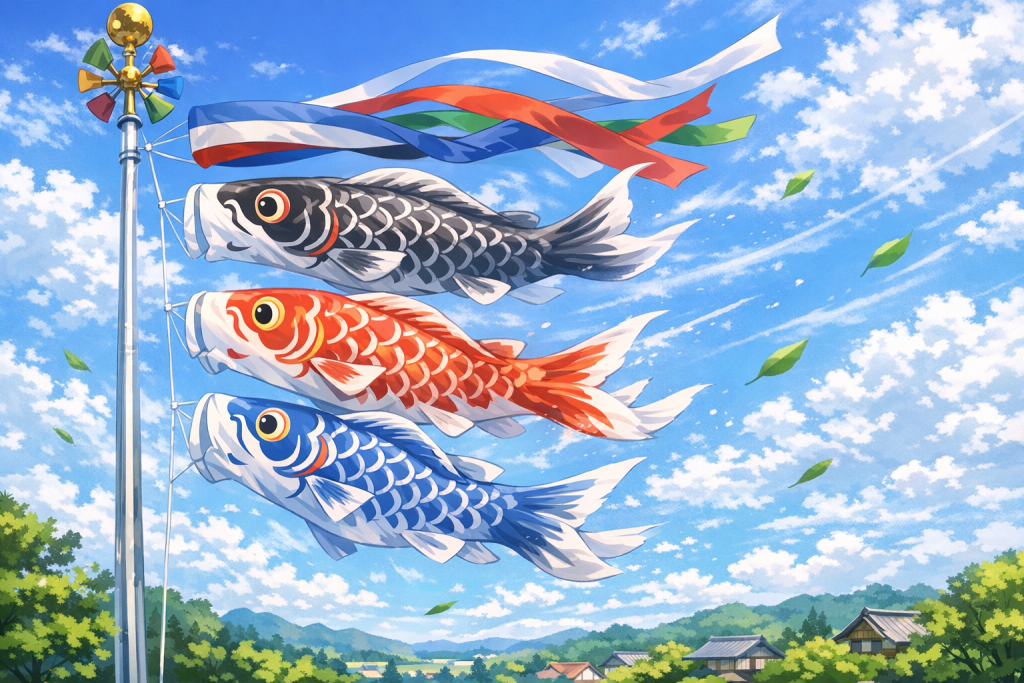 風に揺れる鯉のぼり