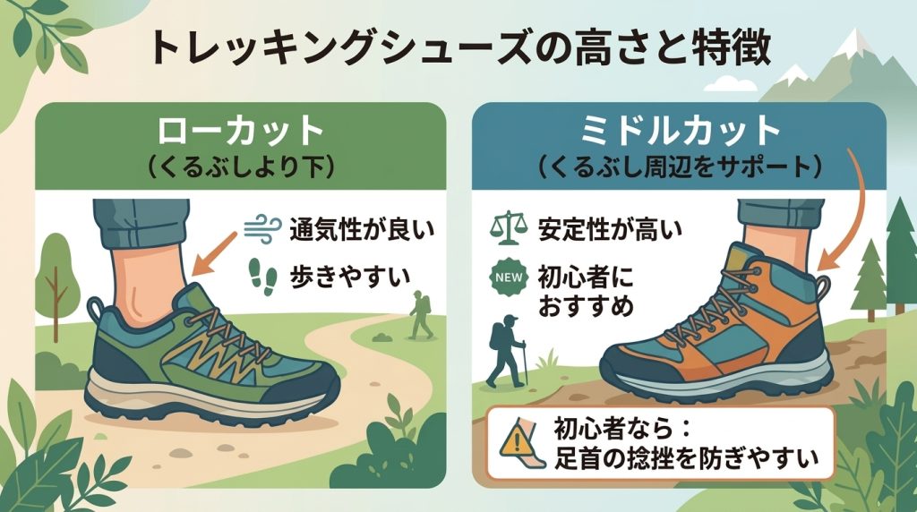 トレッキングシューズの高さ