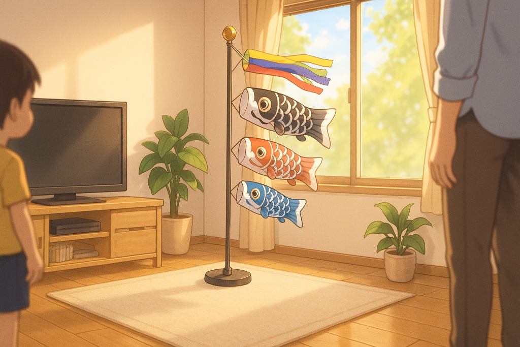家族で楽しむ鯉のぼりのあるリビング