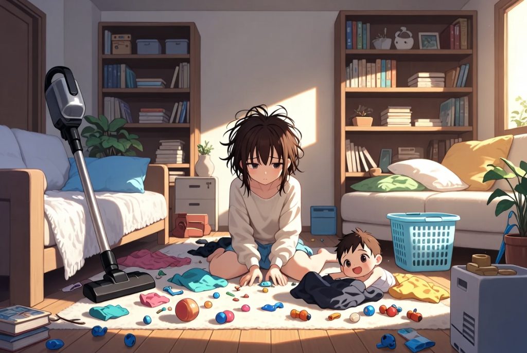 散らかったリビング