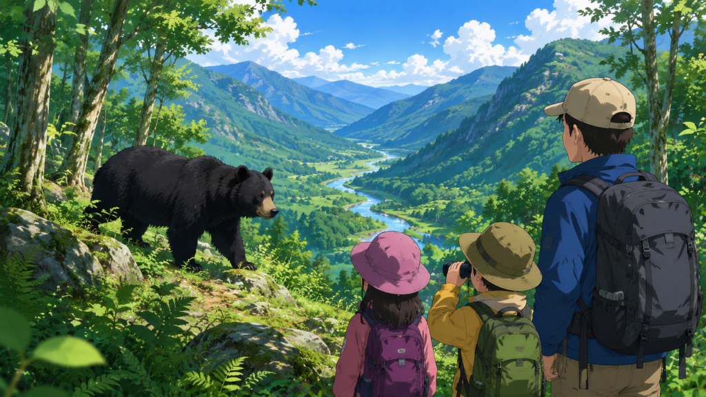 移動するツキノワグマ
