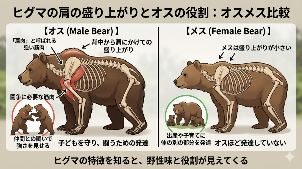 オスとメスのヒグマの違い