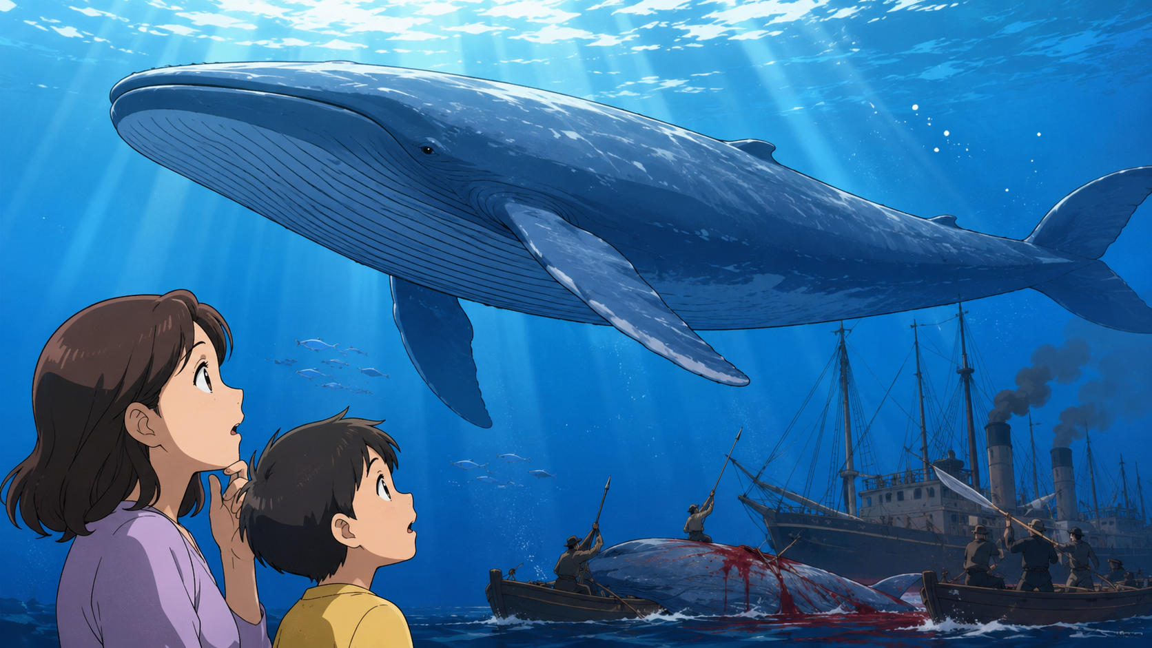シロナガスクジラの捕鯨