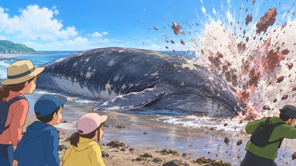 クジラの死体に近づくことはとても危険