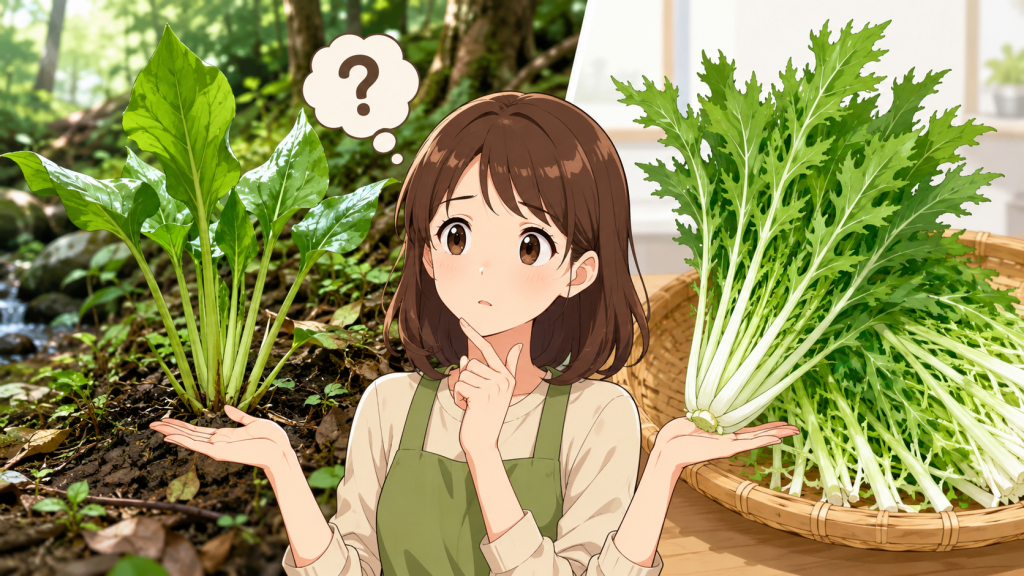 ウワバミソウと水菜