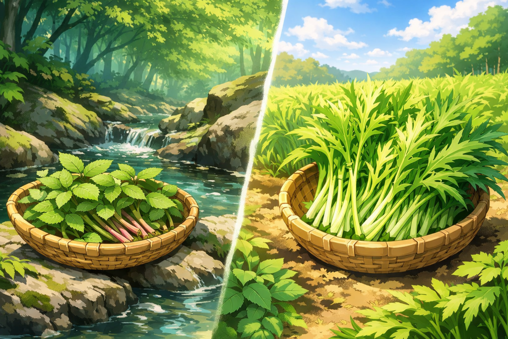 ウワバミソウと水菜