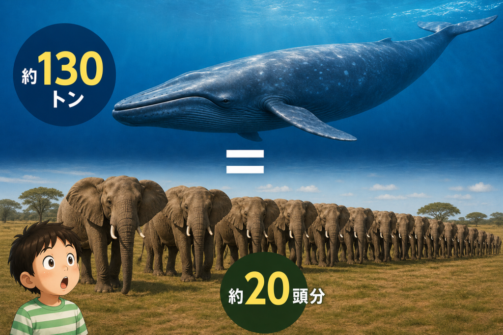 シロナガスクジラとアフリカゾウ