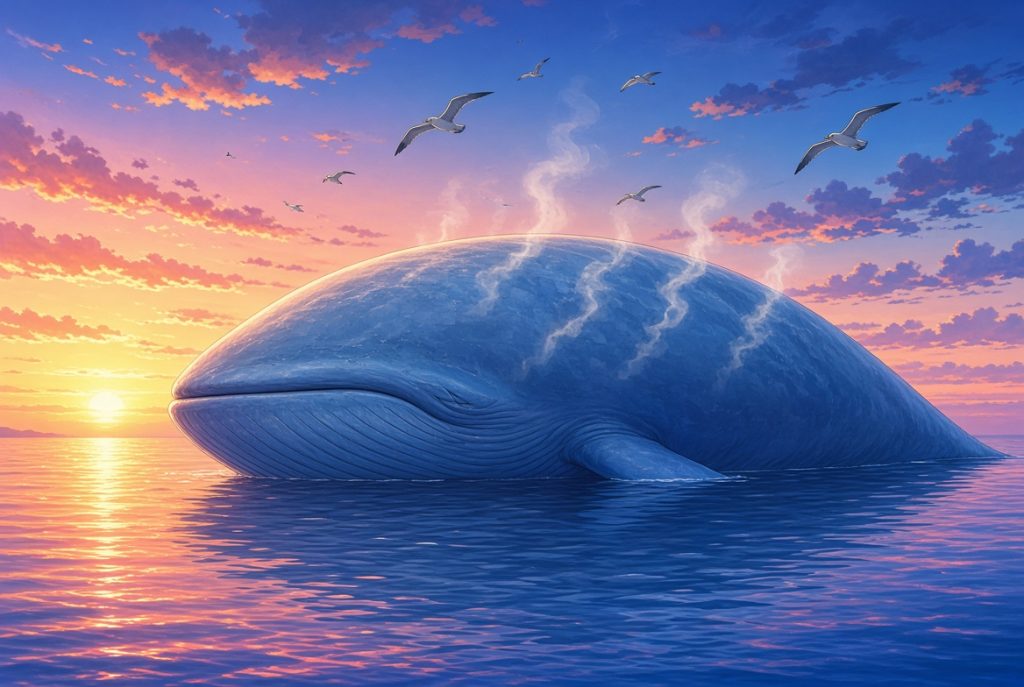 膨らむシロナガスクジラ