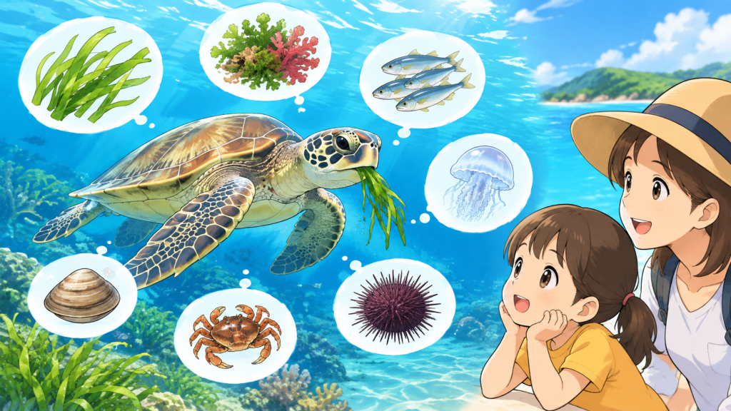 ウミガメが何を食べるのか