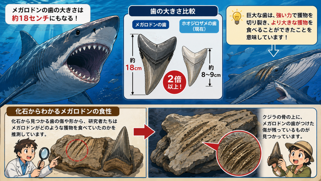 メガロドンの歯の大きさは約18センチ
