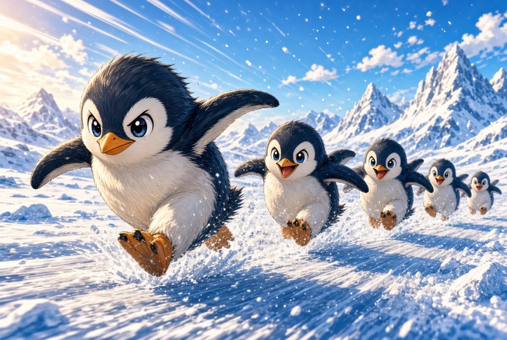ペンギンの驚異的な陸上での走る速さ