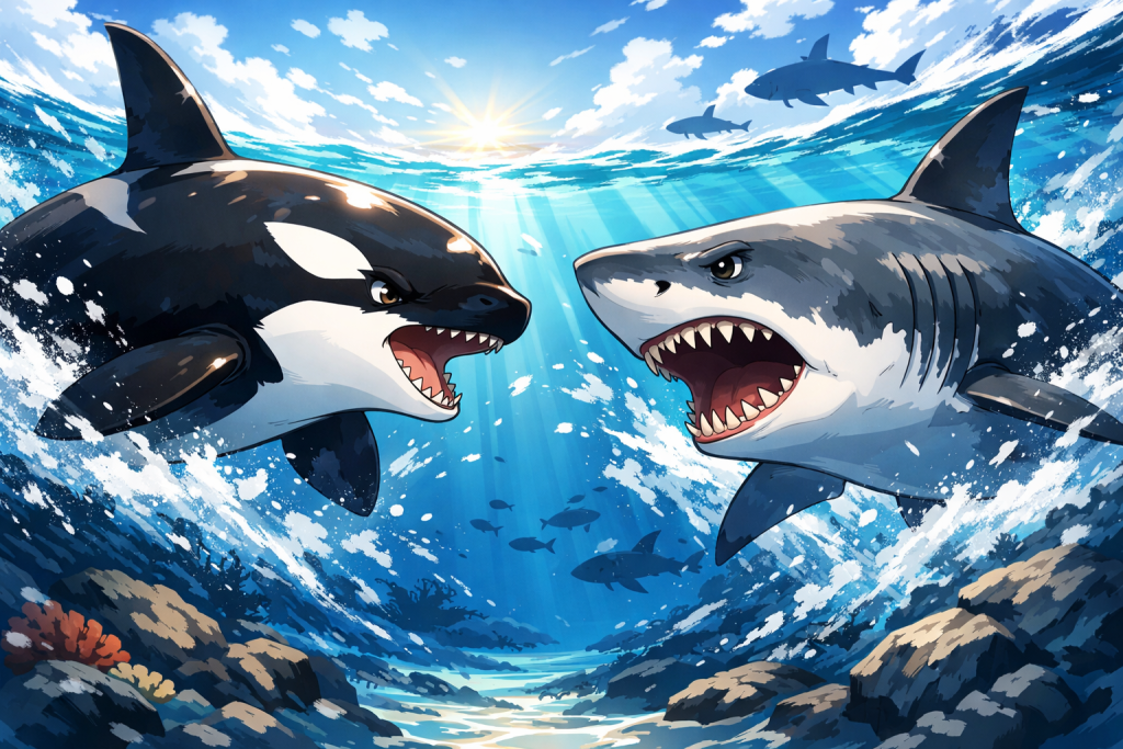 シャチとホホジロザメはどっちが強い