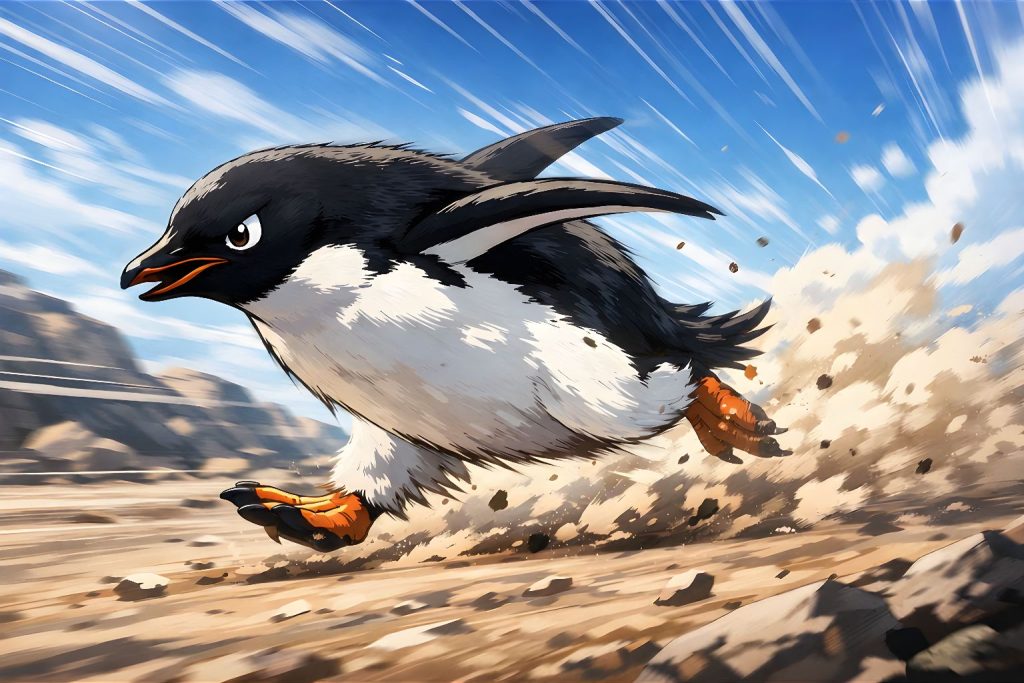 ペンギンの驚異的な陸上での走る速さ