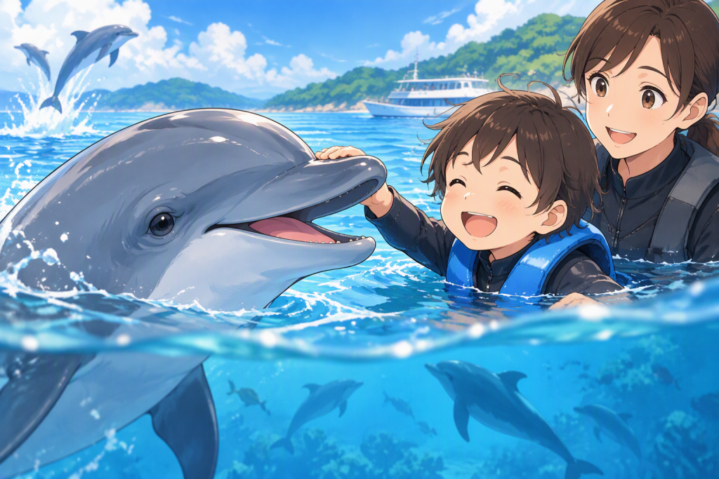 イルカが人になつく