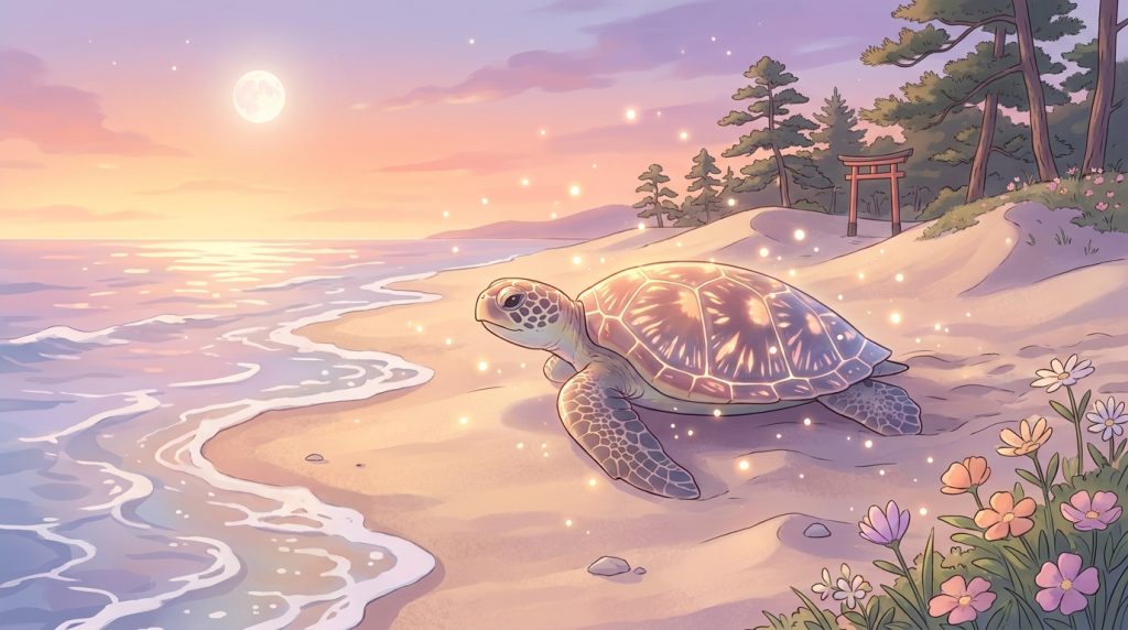 浜辺とウミガメ