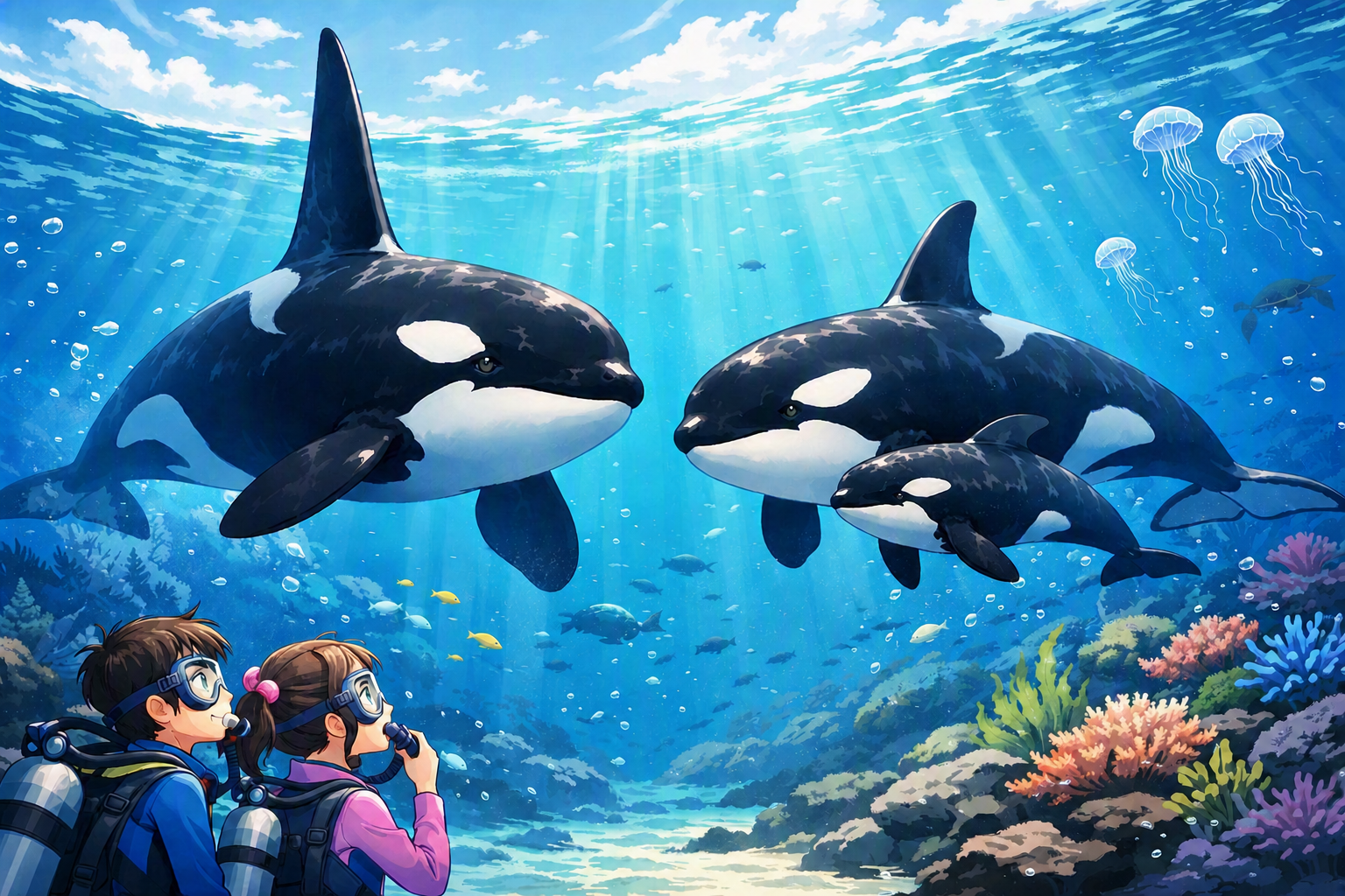シャチのオスとメス
